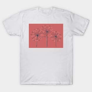 Pinks Dandelions linocut T-Shirt